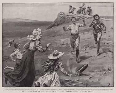 The Light Side of the Siege of Mafeking, Racing after a Spent Shell (litho)