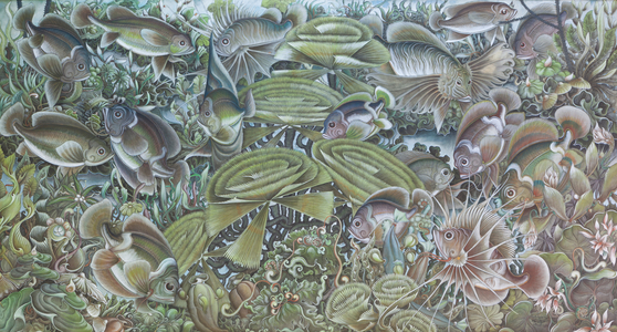 Underwater life,1971 (acrylic on canvas)