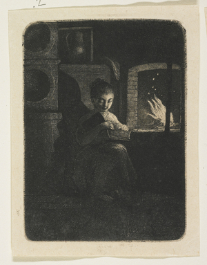 Young Girl Reading by a Fire, 1774-1789