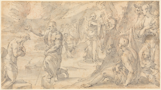The Baptism of Christ, probably 1580s (pen and ink)