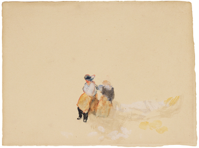 Figures on a Beach, late 1830s or early 1840s. (watercolour on buff-coloured paper)