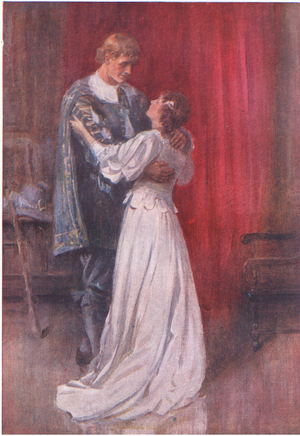 In another instant she was weeping on my breast, 1939 (colour litho)