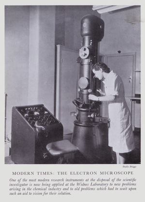 Modern Times, the Electron Microscope (b/w photo)