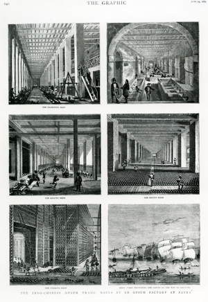 The Indo-Chinese Opium Trade: Notes at an Opium Factory at Patna, taken from "The Graphic", 1882