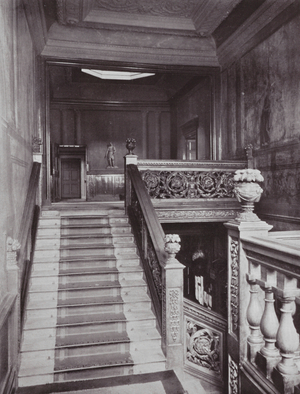 Woolwich, Eltham Lodge, 1663-1665, The Great Staircase, upper flight (b/w photo)