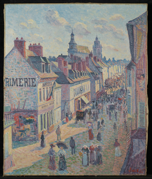 Market day in Gisors (rue Cappeville), 1897 (oil on canvas)
