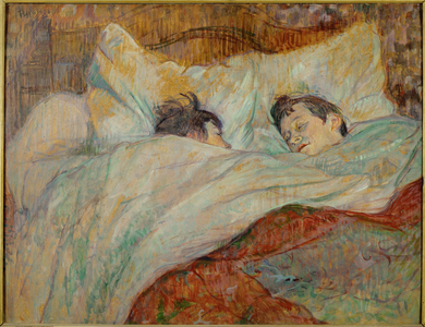 The bed, 1892 (painting on cardboard on parquet woodboard)