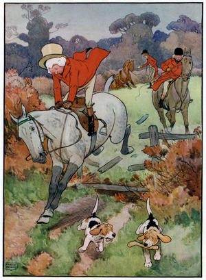 Three Jolly Huntsmen (colour litho)