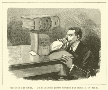 Science amusante, Dix kilogrammes pesants renverses d'un souffle (engraving)