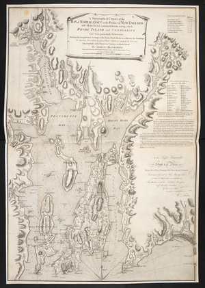 A topographical chart of the Bay of Narraganset