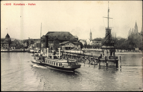 Constance Lake Constance, steamer in the harbour, pier, church