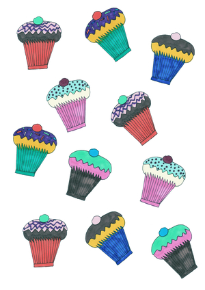 Cupcakes, 2017 (felt tip pen on paper)