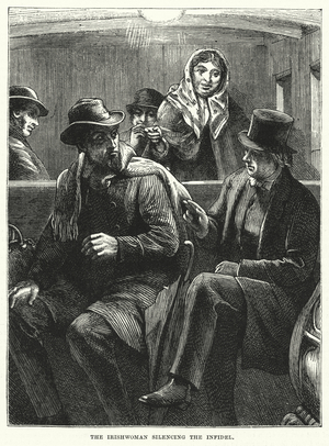 The Irishwoman silencing the Infidel (engraving)