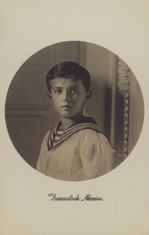 Alexei Nikolaevich, Tsarevich of Russia, son of Tsar Nicholas II and Tsarina Alexandra Feodorovna (b/w photo)