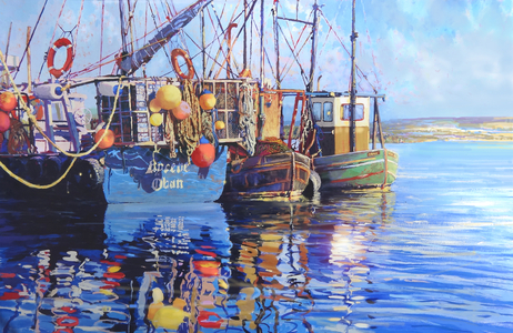 Fishing boats, 2001 (gouache on board)