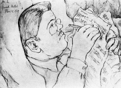 Serge Diaghilev working in bed