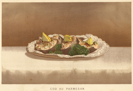 Cod au Parmesan (colour litho)