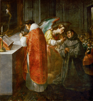 Saint Bonaventura receives communion from an angel …