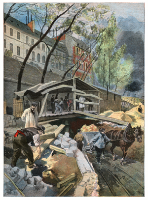 Underground construction in Paris, 1899 (engraving)