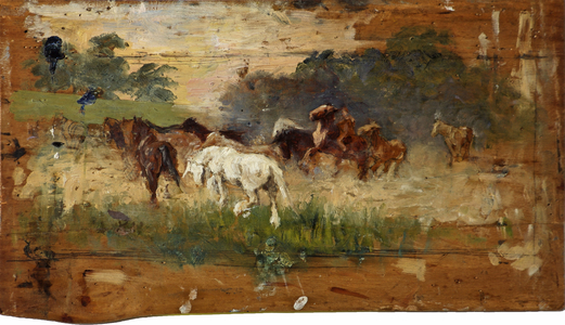 Sketch for 'Gypsy Horse Drovers', 1893-1895 (oil on wood)
