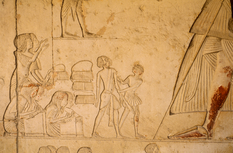 Relief from tomb of Horemheb; depicts scribes recording prisoners, 2003 (photo)