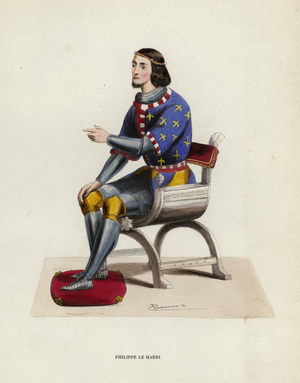 Philippe Le Hardi (coloured engraving)