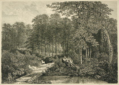 Park landscape with a flautist and a goat, engraved by Carl Wilhelm Kolbe (1759-1835), c.1808 (etching)