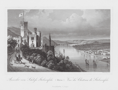 Rein / Rhin / Rhine: Ansichta von Schloss Stolzenfels; Vue du Chateau de Stolzenfels (engraving)