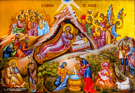 Icon of the Nativity, Moni Agia Triada, Crete, Agia Triada, Crete, Greece, Europe (photo)