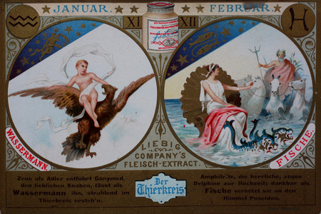 Collector's picture series The Zodiac, January and February, Aquarius and (Pisces), Historical