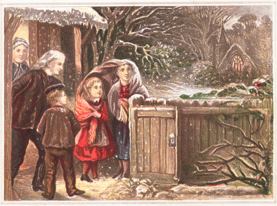 Starting to Snow, Christmas Card (chromolitho)