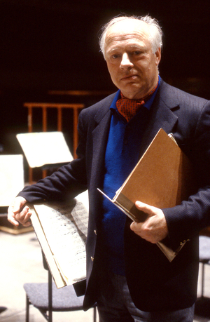 Bernard Haitink, portrait of the Dutch conductor in the Théâtre des Champs-Élysées, Paris, France. October 2001. B March 4, 1929 -.