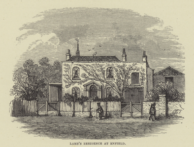 Lamb's residence at Enfield (engraving)