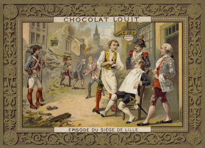 An episode during the Siege of Lille, France, 1792 (chromolitho)