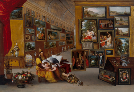 The Interior Of A Picture Gallery With Allegorical Pictures, 16th-17th century (oil on panel)