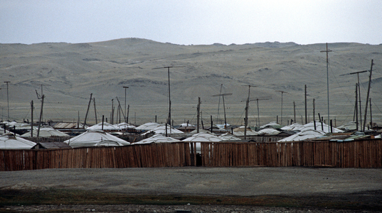 Yurt village in Gobi-Altai, Gobi Desert, Mongolia, Asia