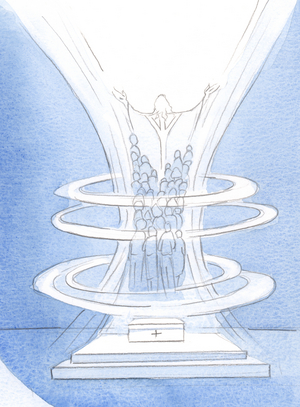 The Holy Spirit binds us into a sheaf with Christ, like ears of corn gathered as one offering to the Father, 2000 (w/c on paper)