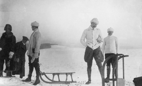 Crown Prince Wilhelm sledding in Danzig-Langfuhr, 1912