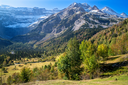 The Cirque de Gavarnie and the Gavarnie Falls / Grande Cascade de Gavarnie, highest waterfall of France in the Pyrenees, Hautes-Pyrenees, Gavarnie-Gèdre, Pyrenees National Park, Gavarnie cirque, listed as World Heritage by UNESCO, 2020 (photo)