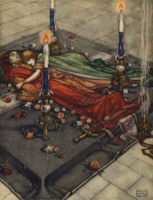She gave up the ghost and died beside him for grief (colour litho)