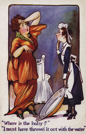 Throwing out the Baby with the Bathwater (colour litho)