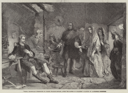 Flora Macdonald introduced to Prince Charles Edward, after the Battle of Culloden (engraving)