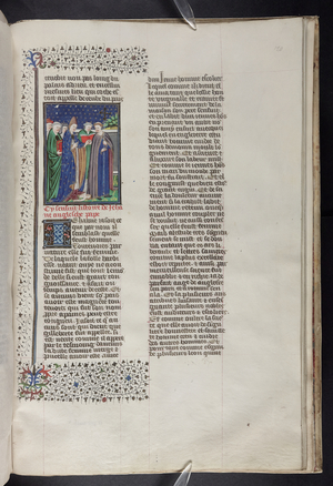 Royal MS 16 G V f.20r: Pope Joan giving birth, c.1440 (parchment)