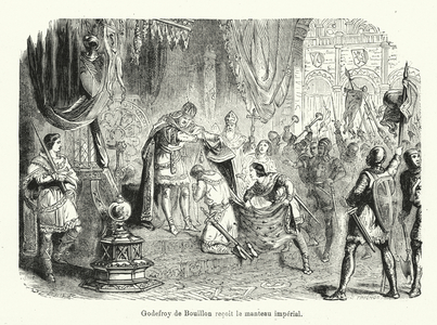 Godefroy de Bouillon recoit le manteau imperial (engraving)