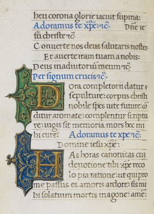 Text page; initials 'D' and 'H'
