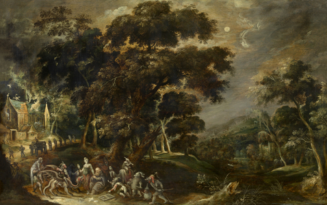 Landscape with the Temptation of St Anthony the Great of Egypt (oil on panel)