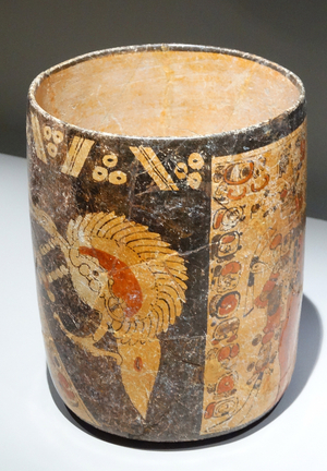 Polychrome vase representing a double stage