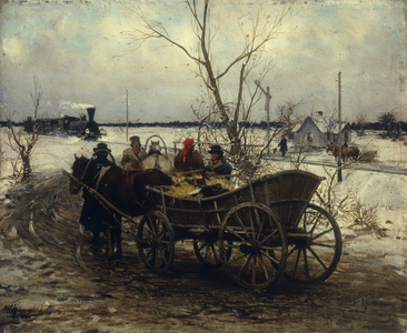 Meeting the Train (oil on canvas)