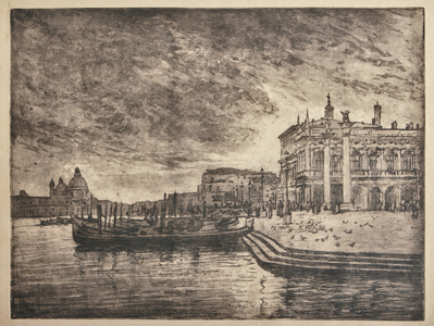 The Royal Palace and the Salute Basilica (etching and aquatint on white paper)