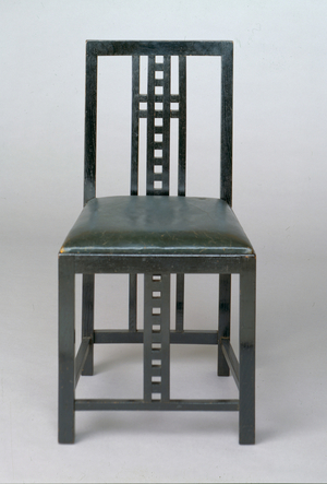 Chair for the Dug-Out in the Willow Tea Rooms, Glasgow, Scotland, 1917 (ebonized oak, yellow-poplar & original leather upholstery)